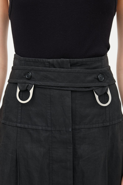 Celine Linen Canvas Belted Skirt