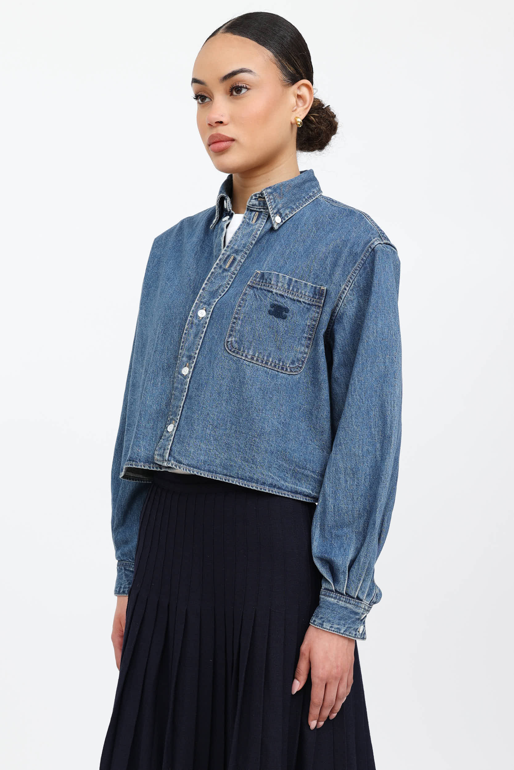 Celine Cropped Denim Shirt