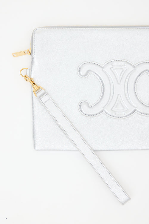 Celine Metallic Leather Triomphe Pouch