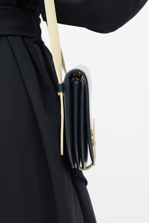 Celine Navy & Cream Leather Strap Clutch Bag