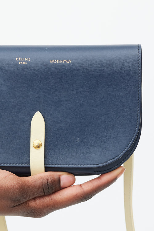 Celine Navy & Cream Leather Strap Clutch Bag