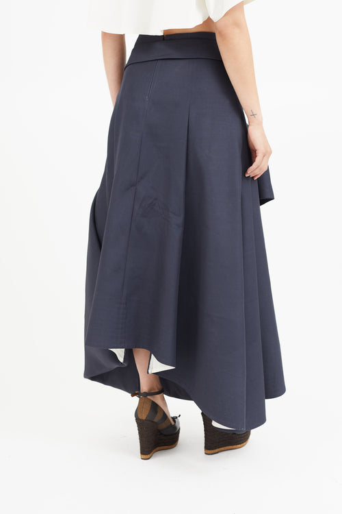 Celine Navy & Orange Belted Ring Skirt