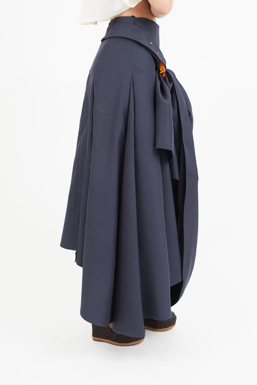 Celine Navy & Orange Belted Ring Skirt
