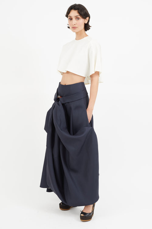 Celine Navy & Orange Belted Ring Skirt