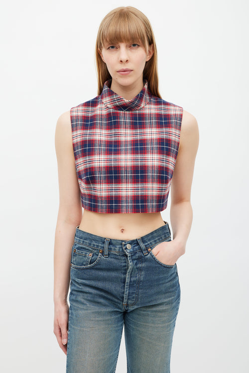 Celine Navy & Red Gingham Top