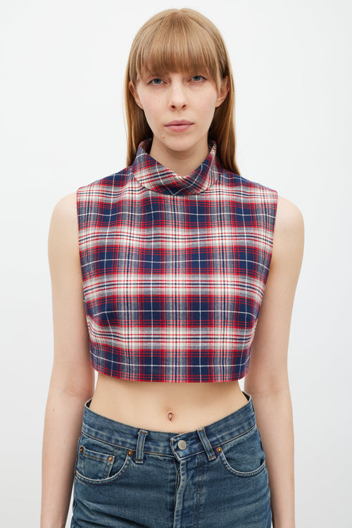 Celine Navy & Red Gingham Top