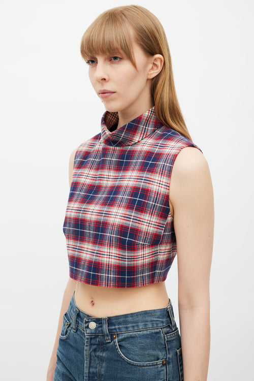 Celine Navy & Red Gingham Top