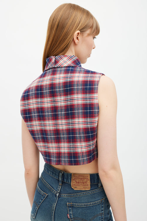 Celine Navy & Red Gingham Top