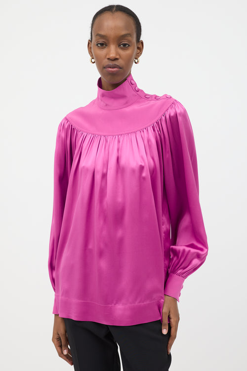 Celine Pre-Fall 2016 Silk Gathered Blouse