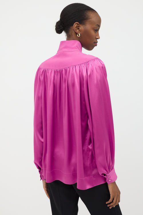 Celine Pre-Fall 2016 Silk Gathered Blouse