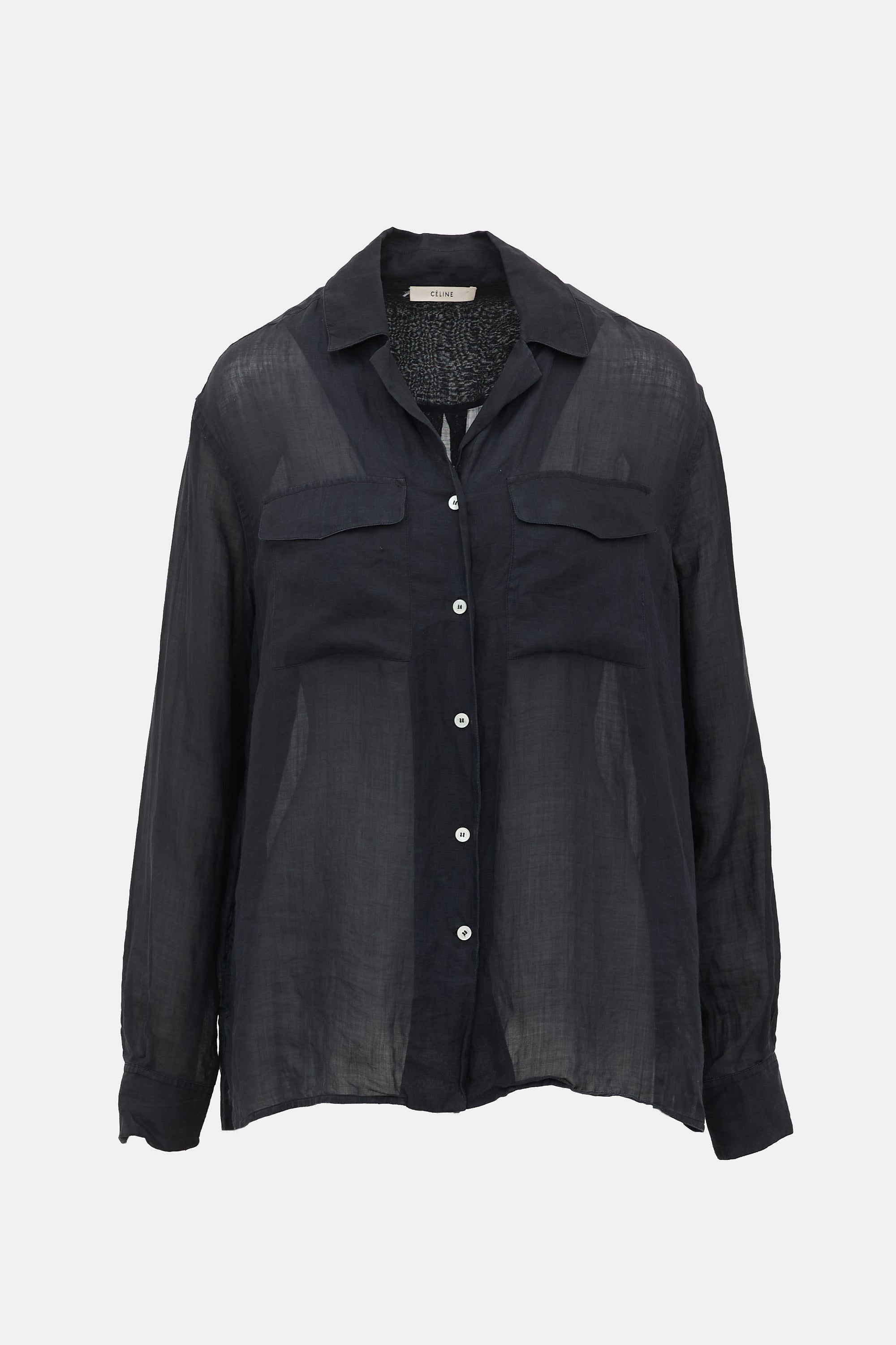 Celine Ramie Sheer Hi Low Shirt