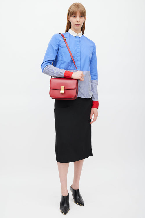Celine Red & Gold Leather Box Bag