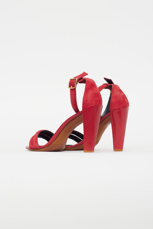 Celine Red Suede & Leather Heel