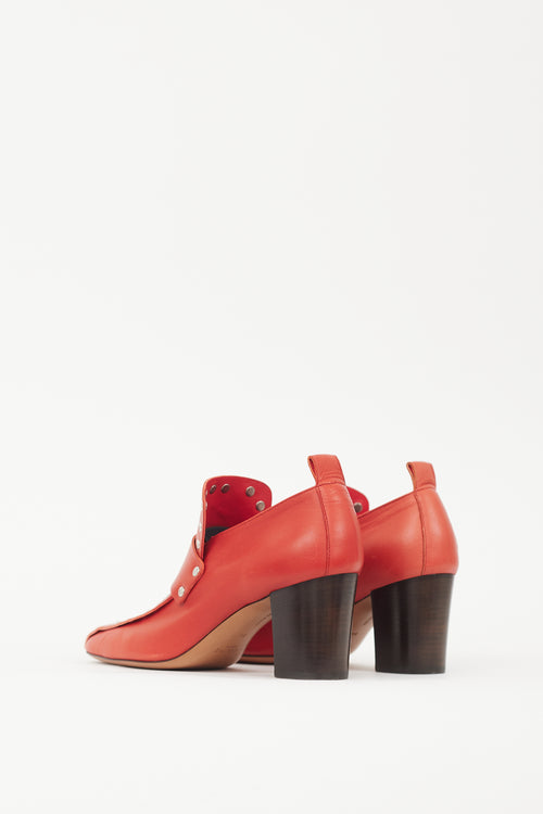 Celine Red & Silver Leather Studded Pump