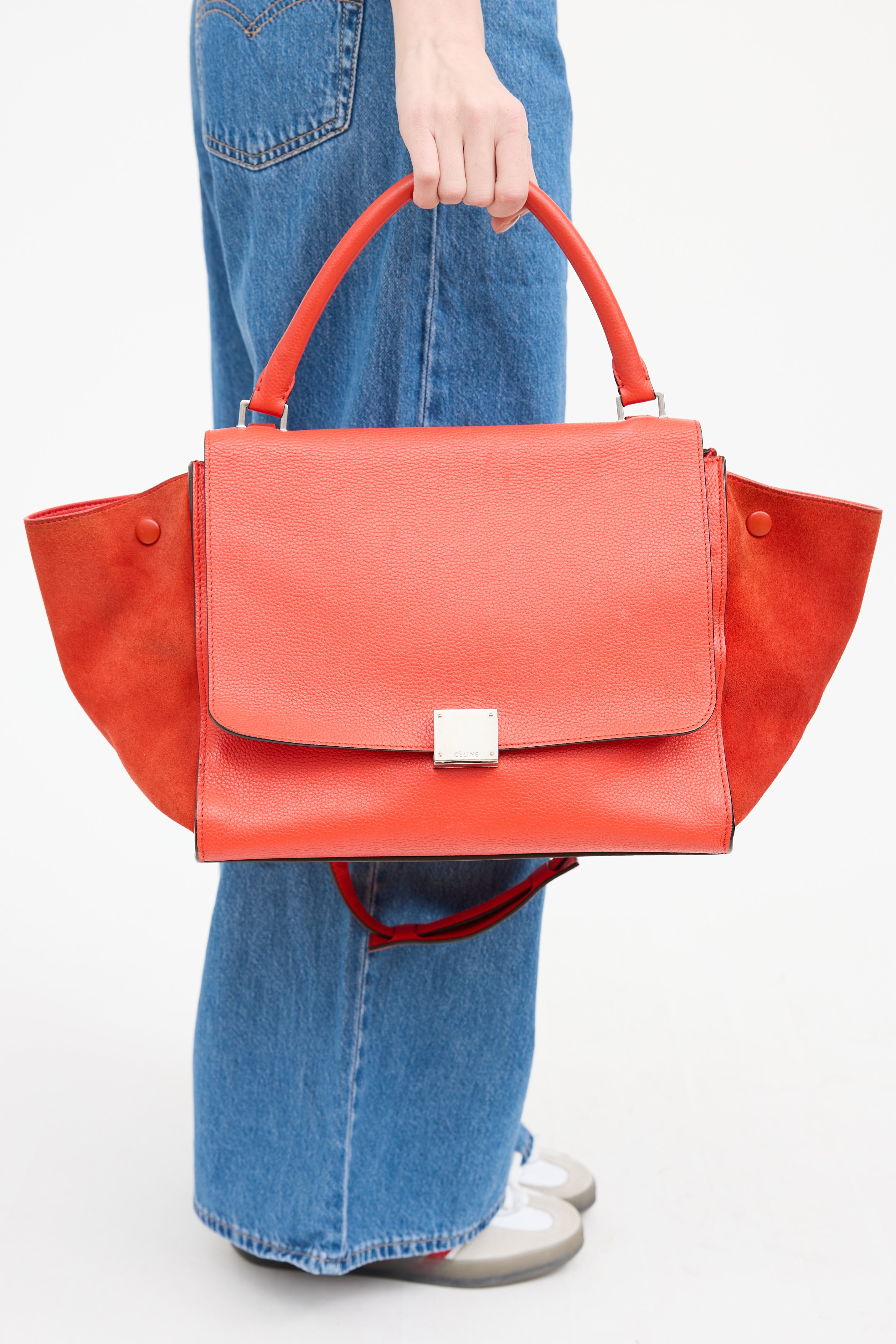 Celine Leather Suede Trapeze Bag