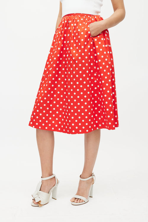 Celine Red & White Polka Dot Skirt