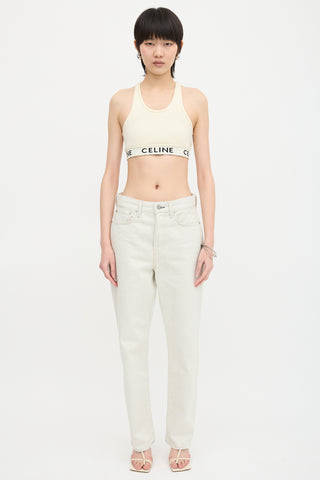 Celine Ribbed Logo Sports Bra Top