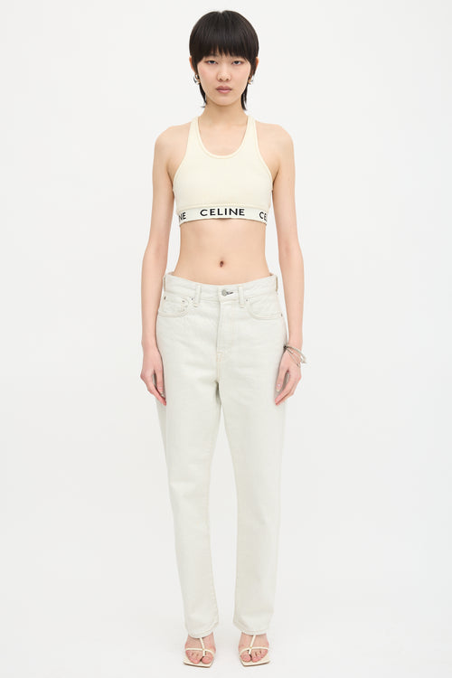 Celine Ribbed Logo Sports Bra Top