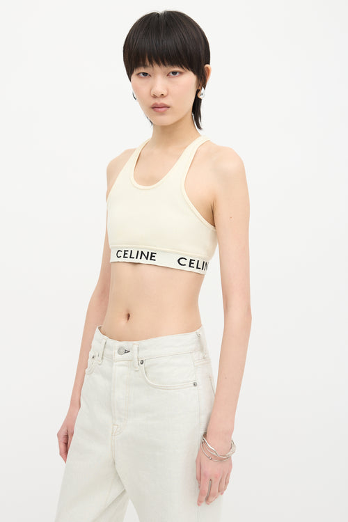 Celine Ribbed Logo Sports Bra Top