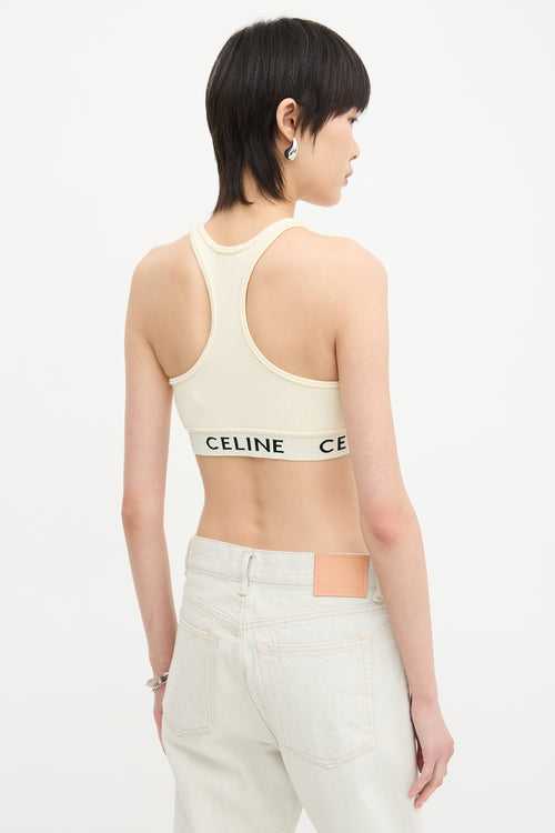 Celine Ribbed Logo Sports Bra Top