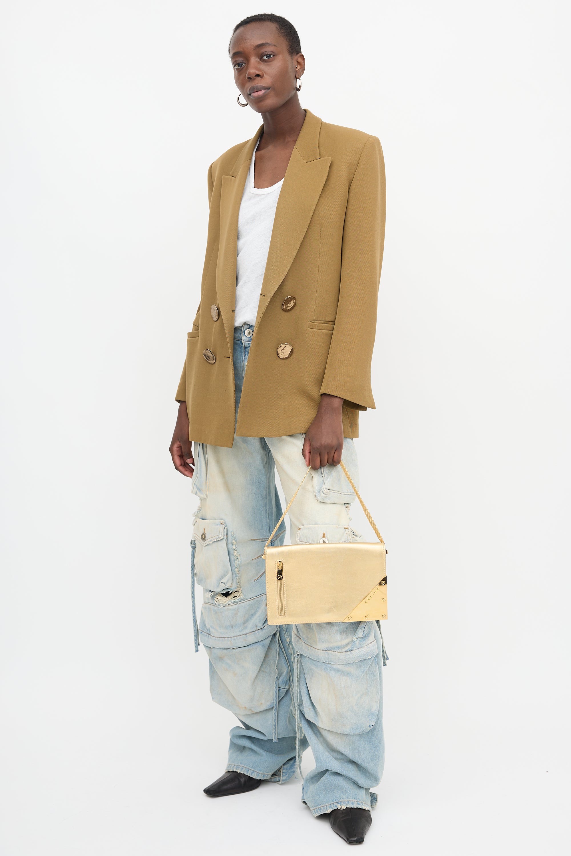 Celine SS 2004 Metallic Leather Shoulder Bag