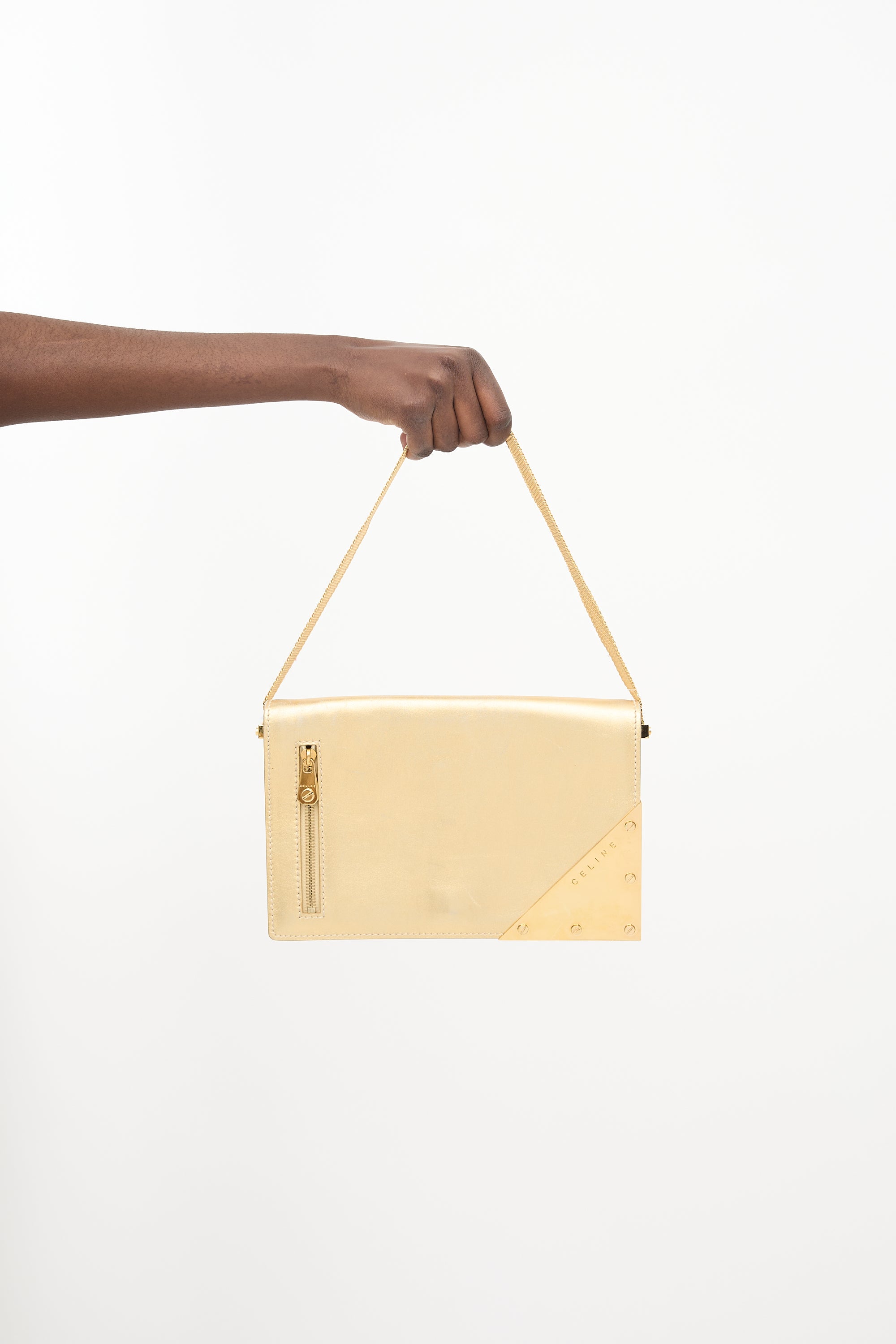 Celine SS 2004 Metallic Leather Shoulder Bag