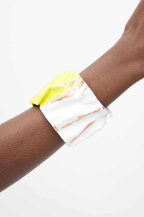 Celine SS 2014 White & Yellow Crushed Painted Cuff