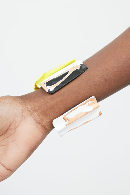 Celine SS 2014 White & Yellow Crushed Painted Cuff