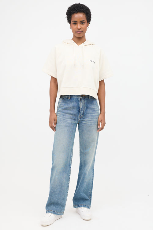Celine Short Sleeve Logo Hoodie