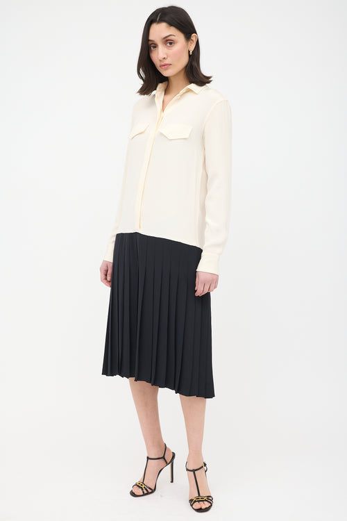 Celine Silk Pleated Drop Waist Dress