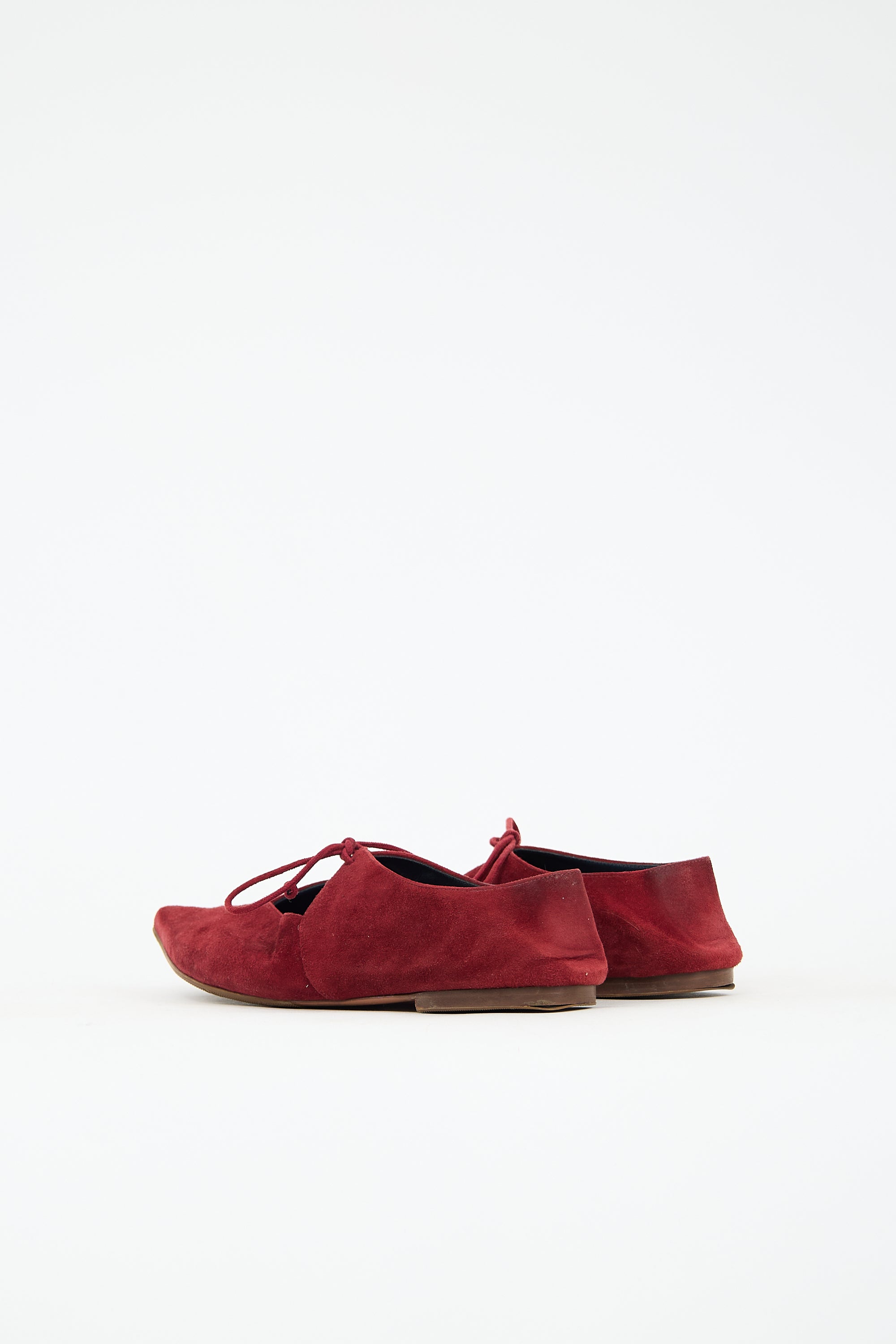 Celine Suede Pointed Toe Lace Up Flat