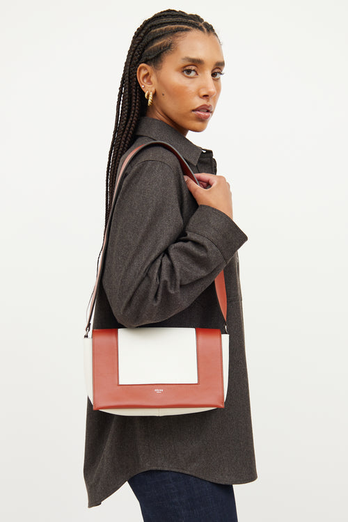 Celine White & Brown Bi Colour Frame Bag