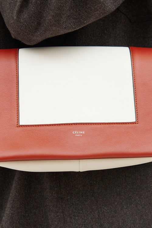 Celine White & Brown Bi Colour Frame Bag