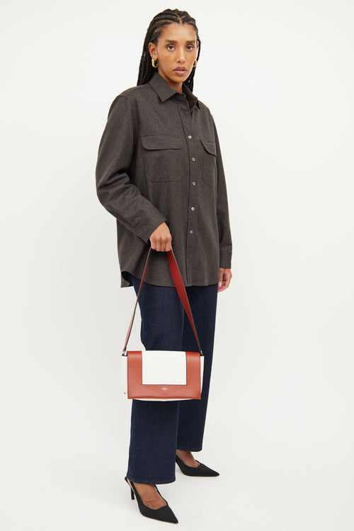 Celine White & Brown Bi Colour Frame Bag
