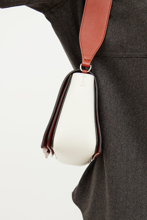 Celine White & Brown Bi Colour Frame Bag