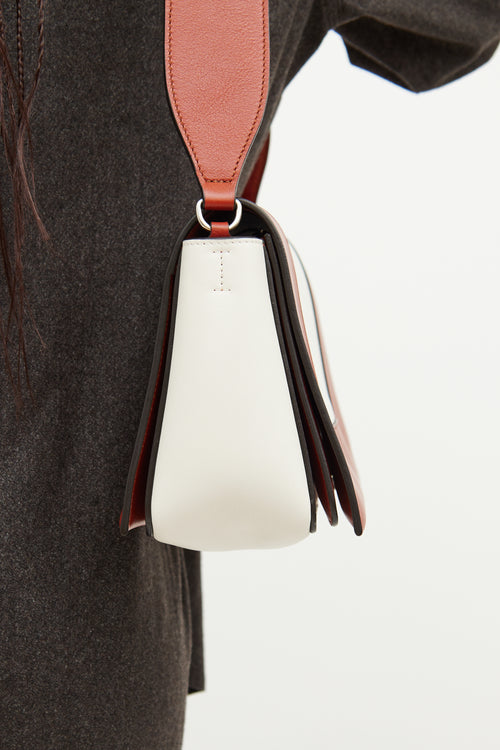 Celine White & Brown Bi Colour Frame Bag