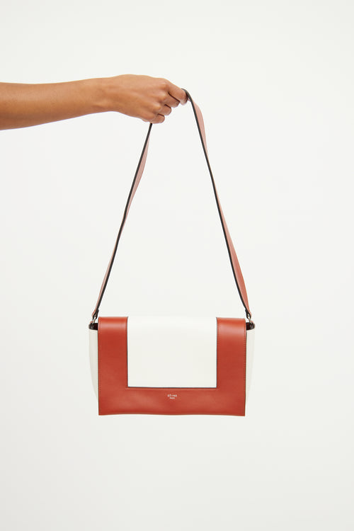 Celine White & Brown Bi Colour Frame Bag