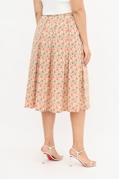 Celine Vintage Wool Floral Skirt