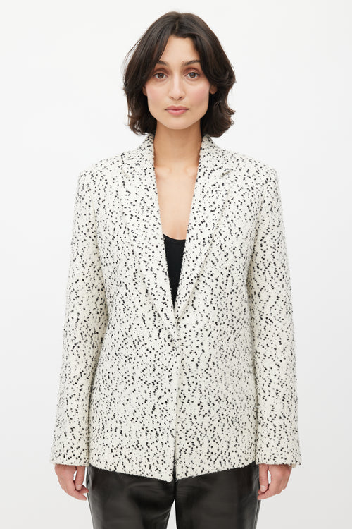 Celine White & Black Boucle Wool Blazer