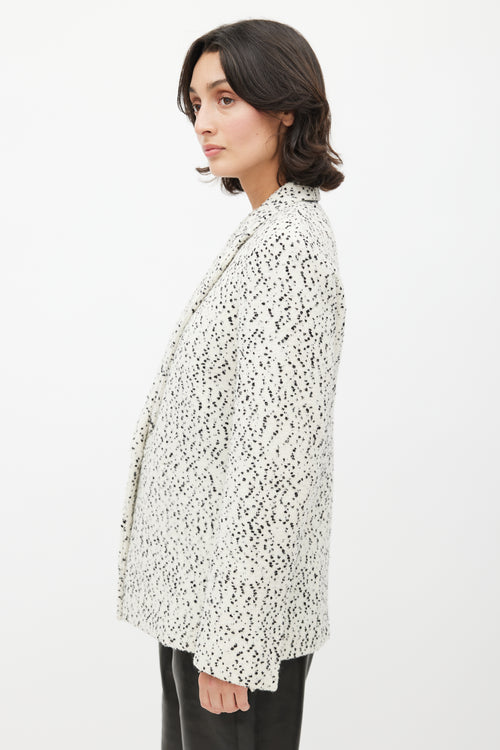 Celine White & Black Boucle Wool Blazer