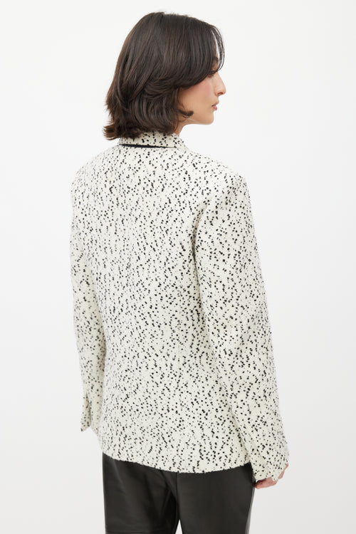 Celine White & Black Boucle Wool Blazer