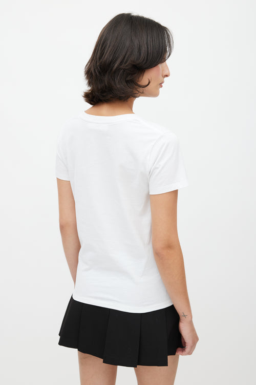 Celine White & Gold Embroidered Logo T-Shirt