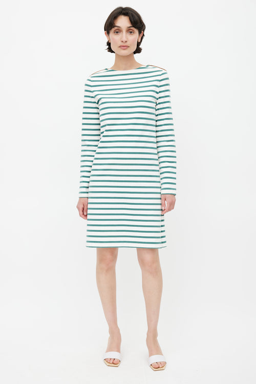 Celine White & Green Striped Dress