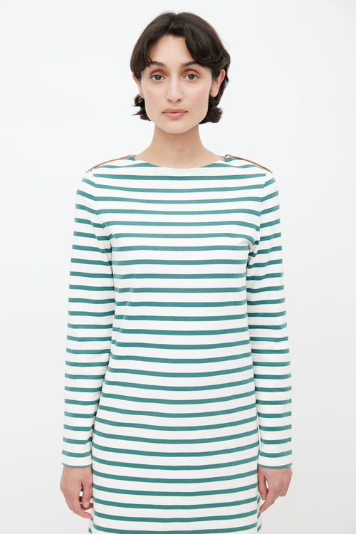 Celine White & Green Striped Dress
