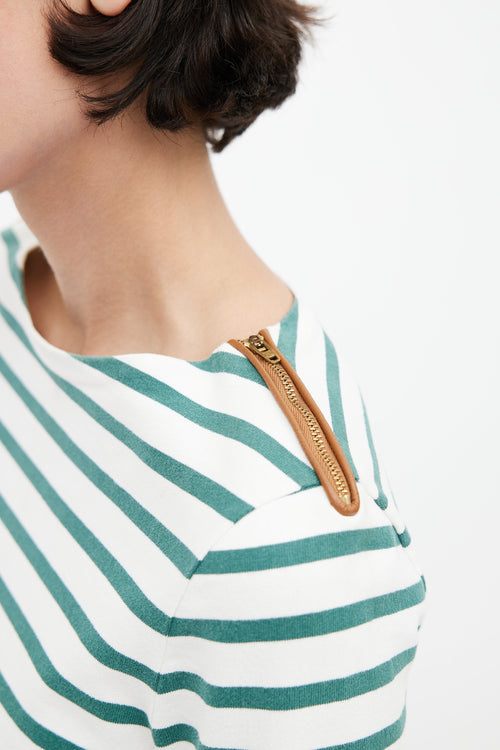 Celine White & Green Striped Dress