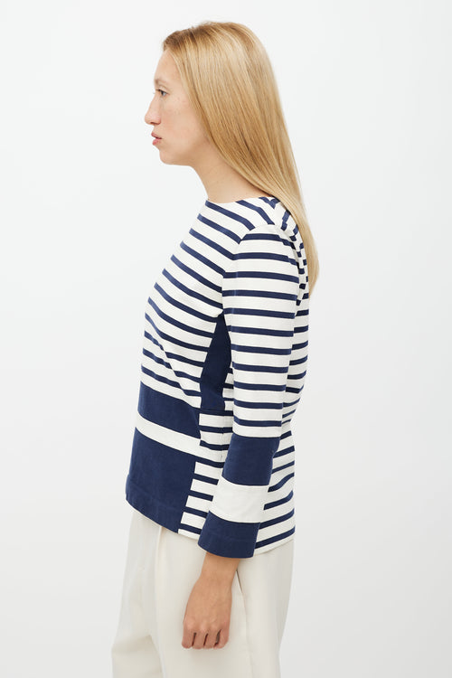 Celine White & Navy Striped Top