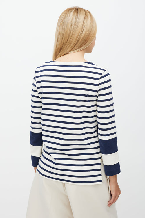 Celine White & Navy Striped Top