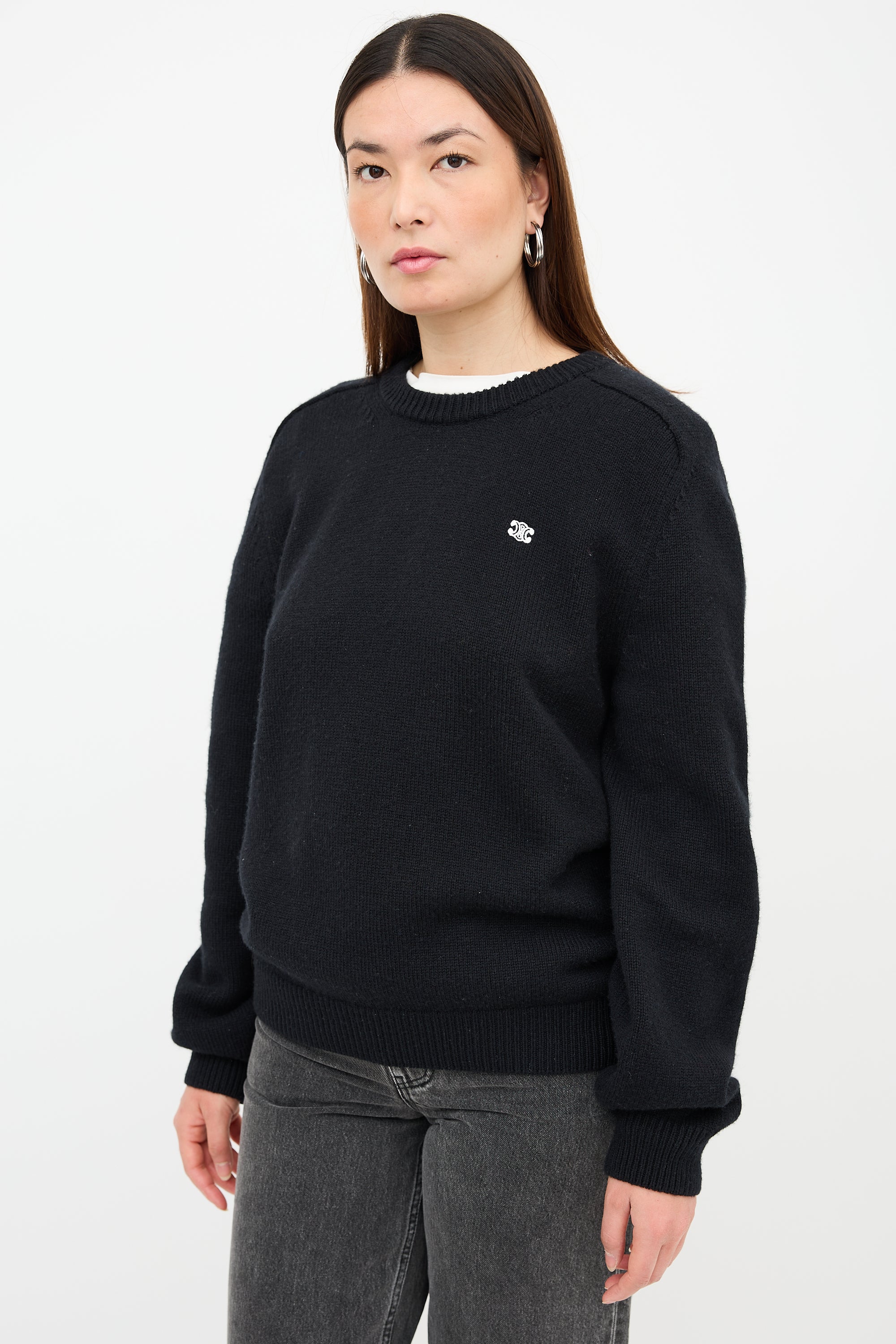 Celine Wool Triomphe Logo Sweater