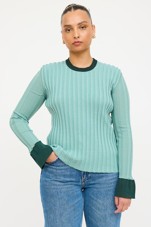 Celine Wool Two Tone Ribbed Sweater