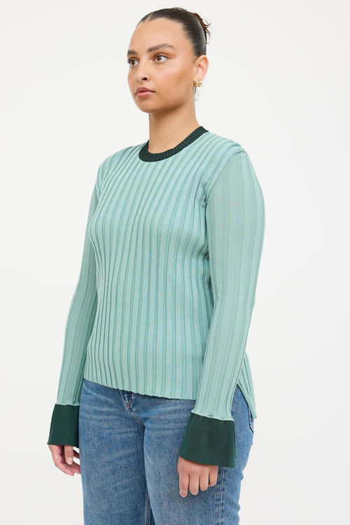 Celine Wool Two Tone Ribbed Sweater